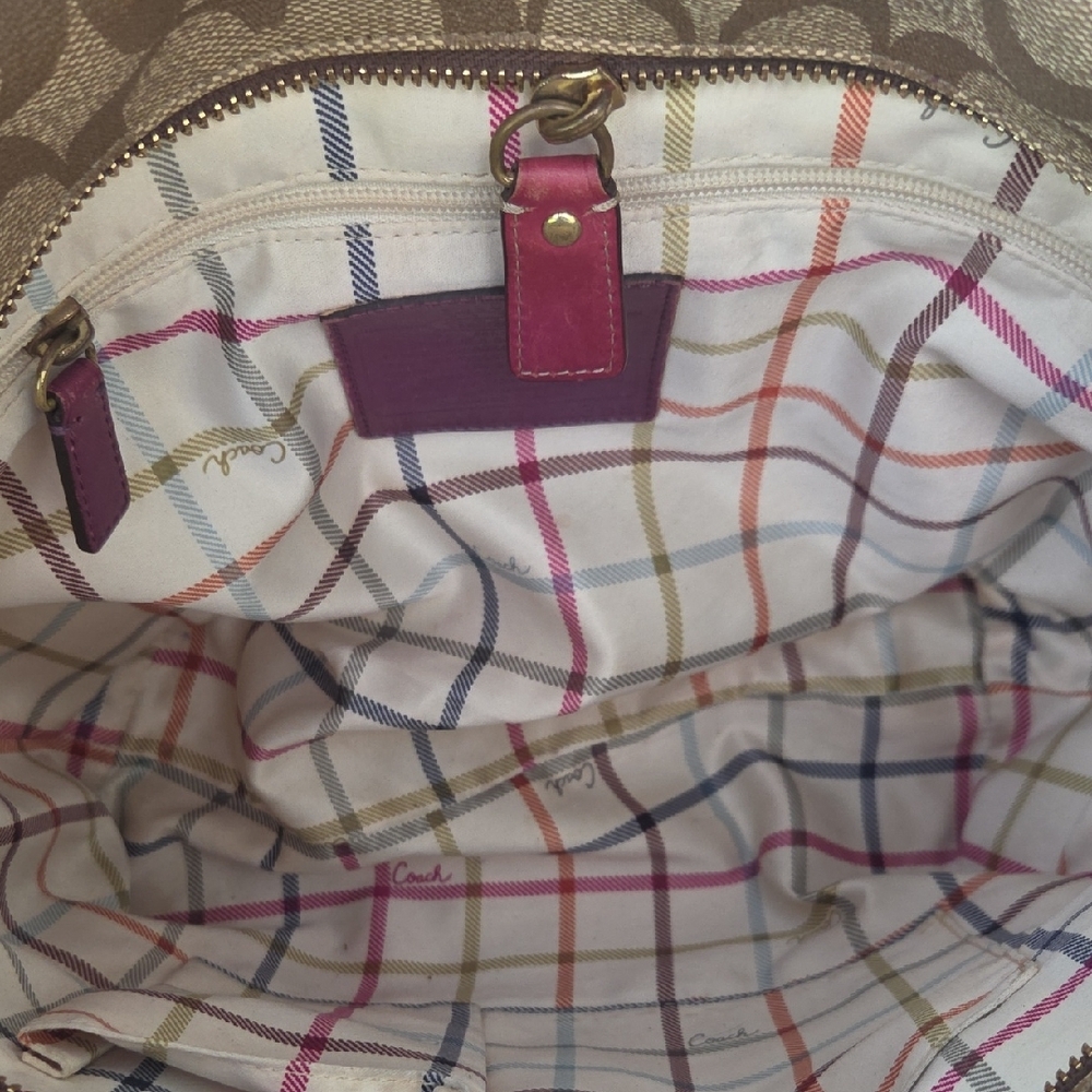 Coach Brown Purple Vintage Signature Coated Canvas Tote - Picture 9 of 16
